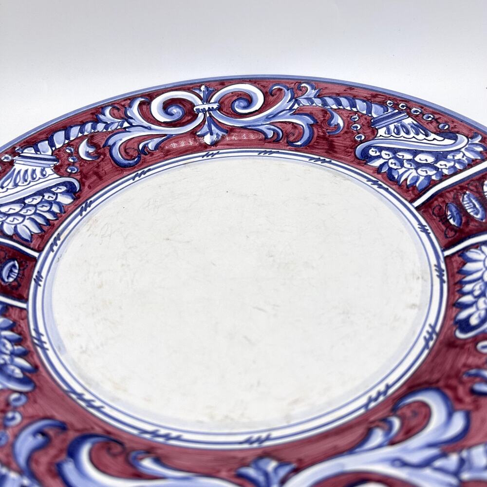 Fratelli Mari Deruta Italy Plates Set of 2 11" Dinner Plates Rubino FLAWED - Picture 8 of 15